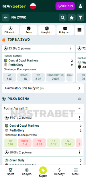Spinbetter zakłady na żywo