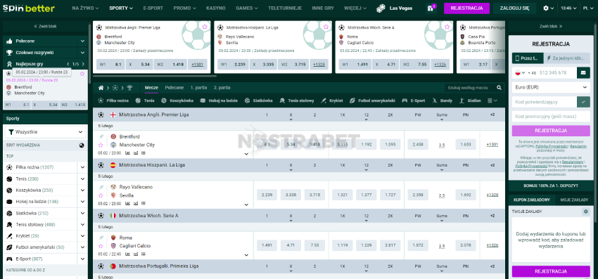 zakłady sportowe spinbetter