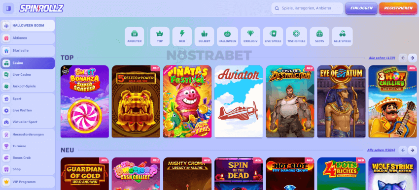 Spinrollz Casino Homepage