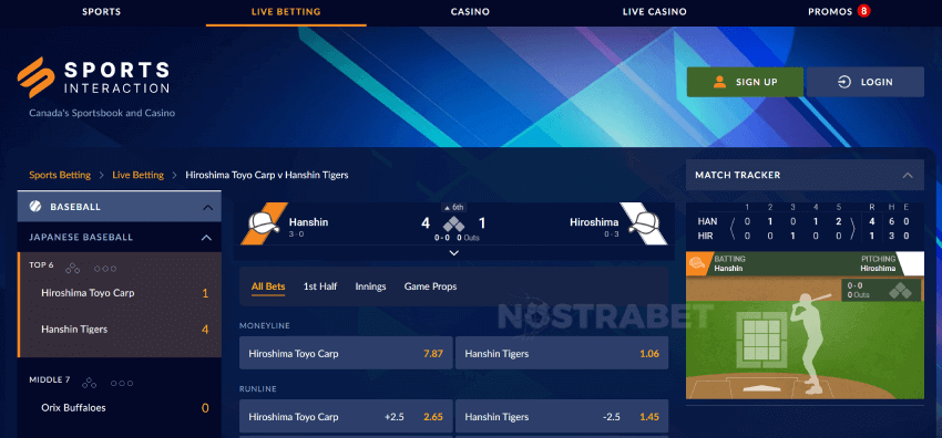 sports interaction live betting canada