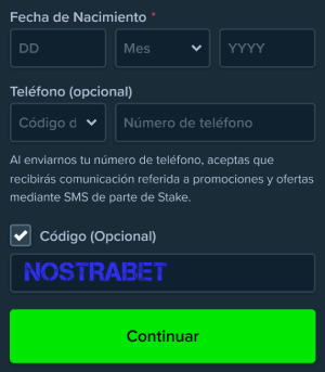 Código de bono de Stake Argentina ingresa el campo