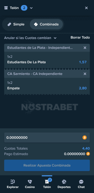 Boleta de apuestas de Stake