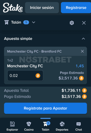 Stake boleta de apuestas movil