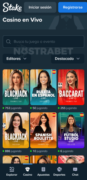Stake casino en vivo movil