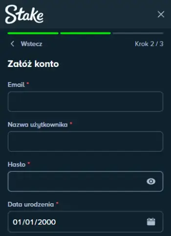 Rejestracja Stake