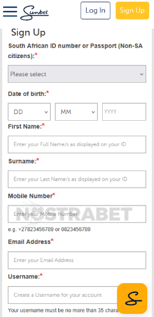 sunbet registration