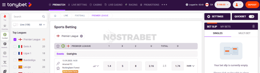 Tonybet sportsbook
