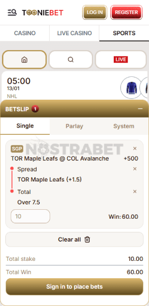 Tooniebet Place a Bet