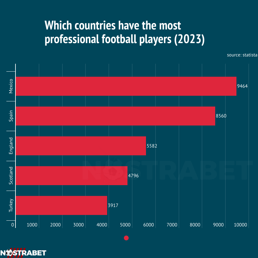top 5 countries with most professional football players