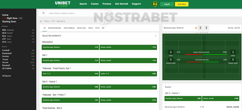 Unibet NJ In-play section