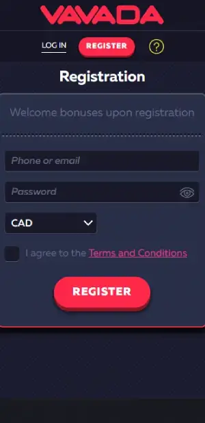 Vavada registration