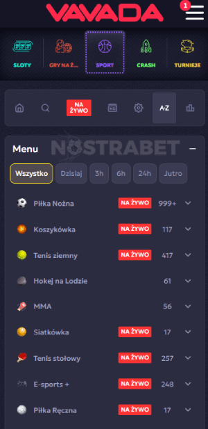 Vavada kasyno sekcja zakładów sportowych