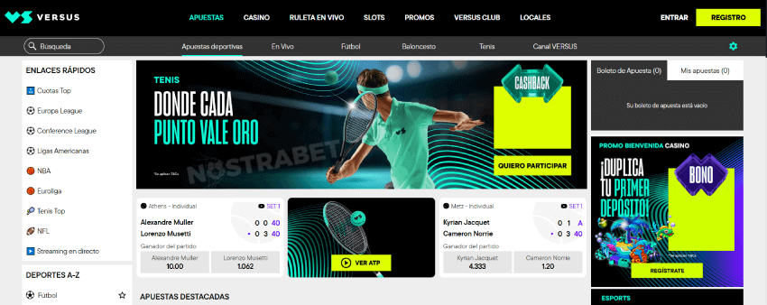 Versus página de inicio