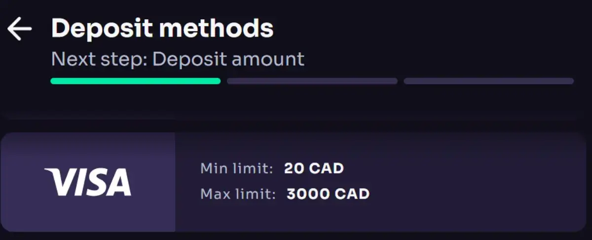 Visa casinos deposit