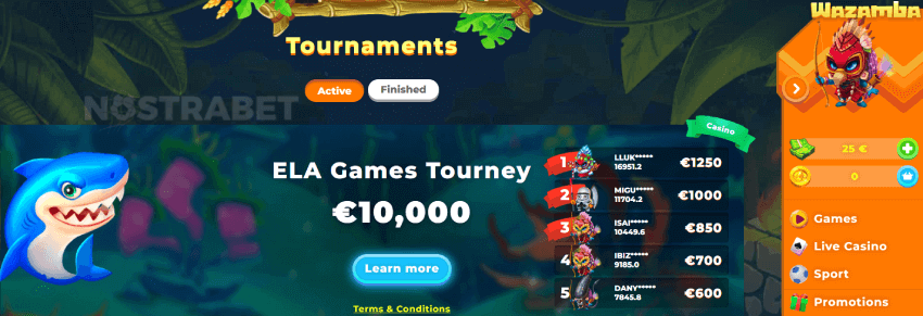 Wazamba tournaments