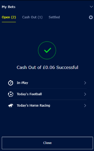 william hill cash out complete