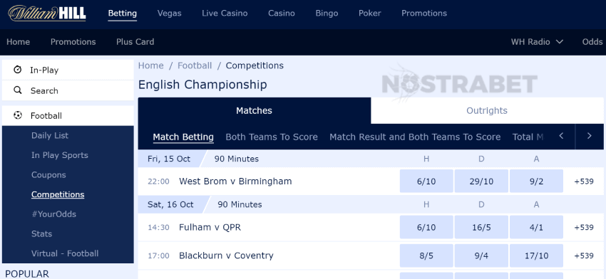 william hill championship betting