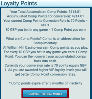 william hill comp points convert