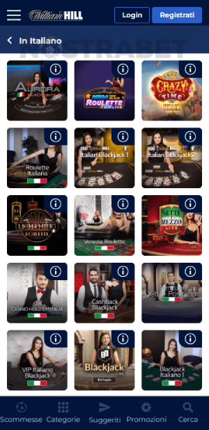 casinò dal vivo William Hill