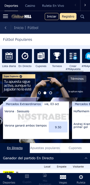 Williamhill futbol movil