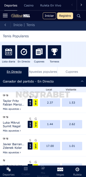 Williamhill tenis movil