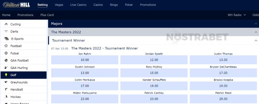 william hill us masters betting