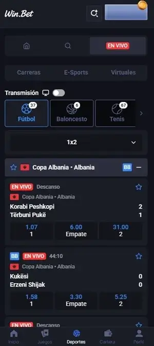 apuestas en vivo win bet