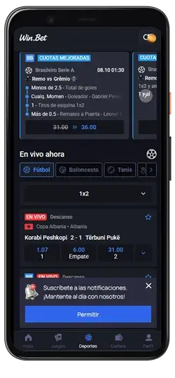aplicación móvil win bet