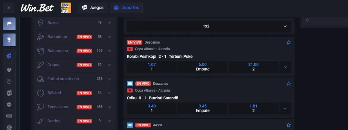 página principal de deportes win bet