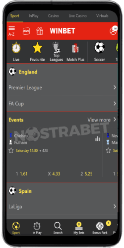 Winbet mobile sports for Android