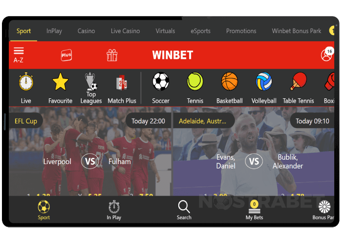 Winbet mobile version for tablet