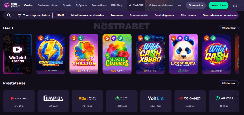 Winspirit jeux de casino