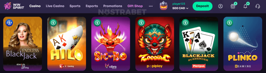 winspirit casino section