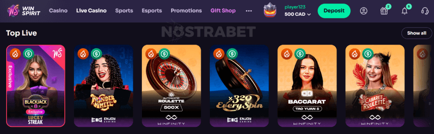 winspirit live casino