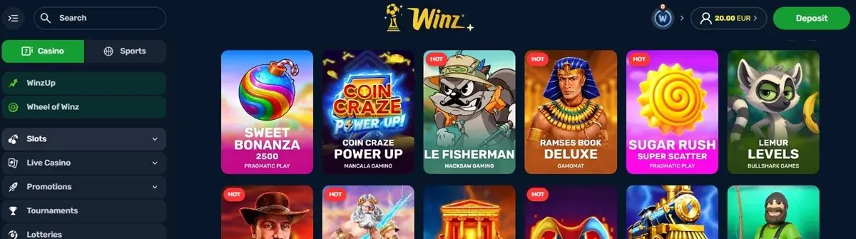 winz games casino homepage