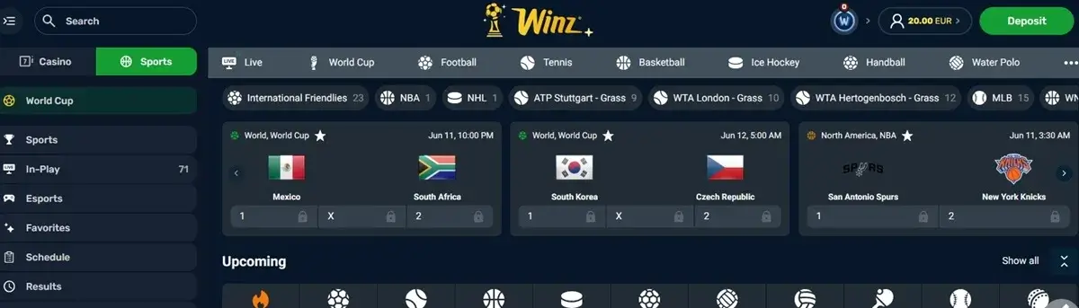 winz sport homepage