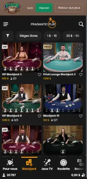 Yukon Gold casino en direct sur mobile