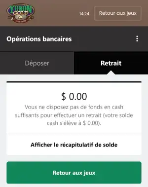 Yukon gold retrait via mobile