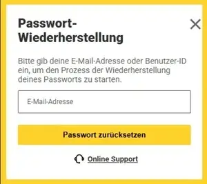 zurück passwort zet casino