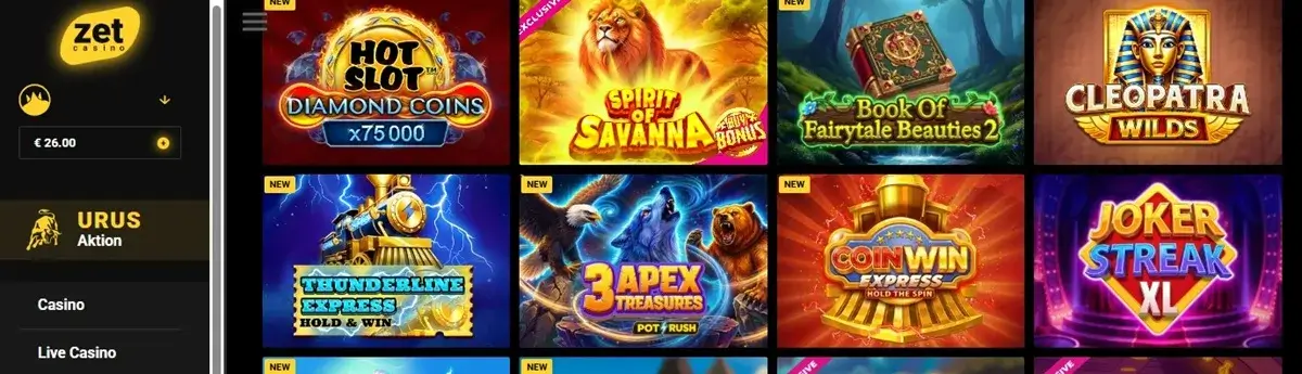 zet casino homepage