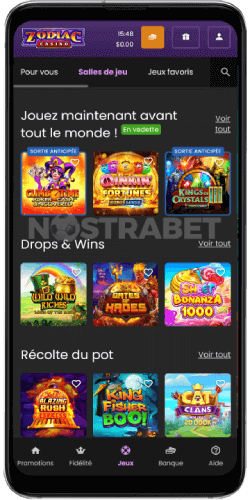 Zodiac casino version mobile