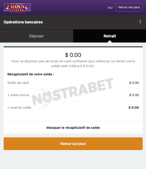 Zodiac casino retrait mobile