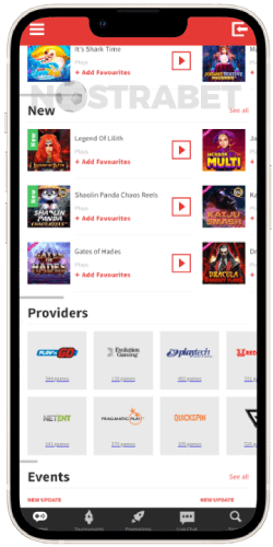 Casino in ZulaBet Android app