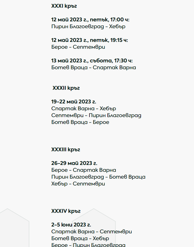 Програма за плейофите от 11-о до 16-о място