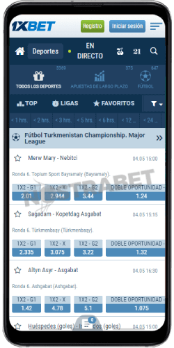 Apuestas deportivas 1xBet en Android