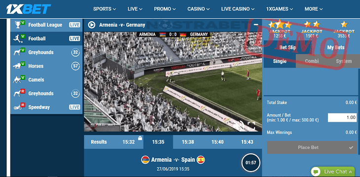 1xBet's virtual football from Global Bet