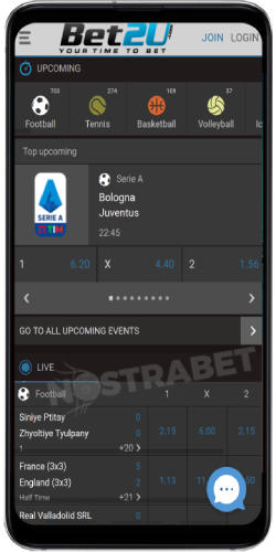 Bet2u Mobile Version