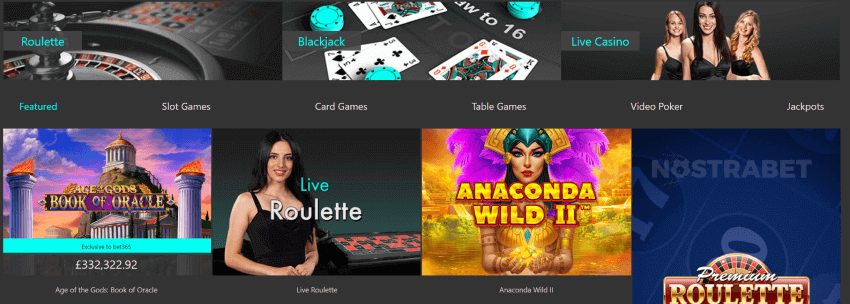 bet365 casino section view