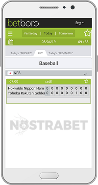 Live Betting in Betboro's Android app