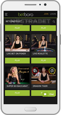 Live Casino in Betboro's Mobile App for Android